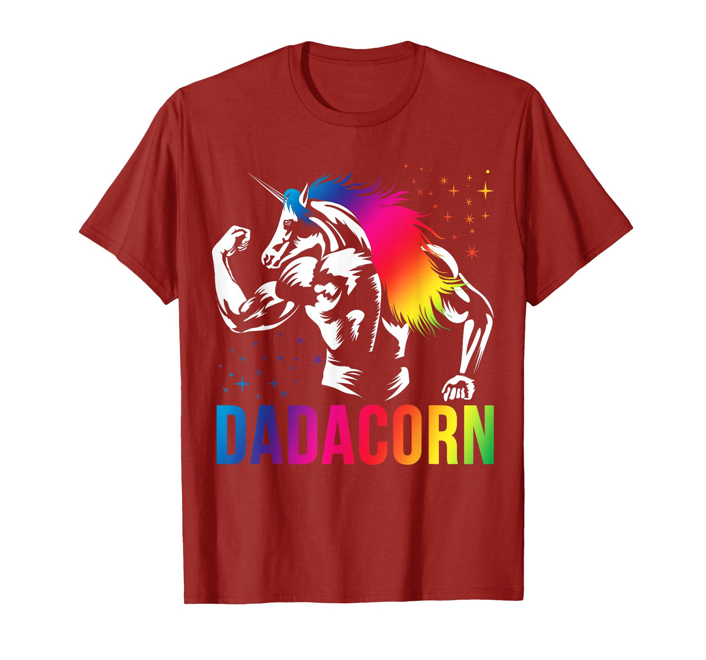 Dadacorn Muscle Fathers Day Joke Daddy Unicorn T-Shirt, Black, Small