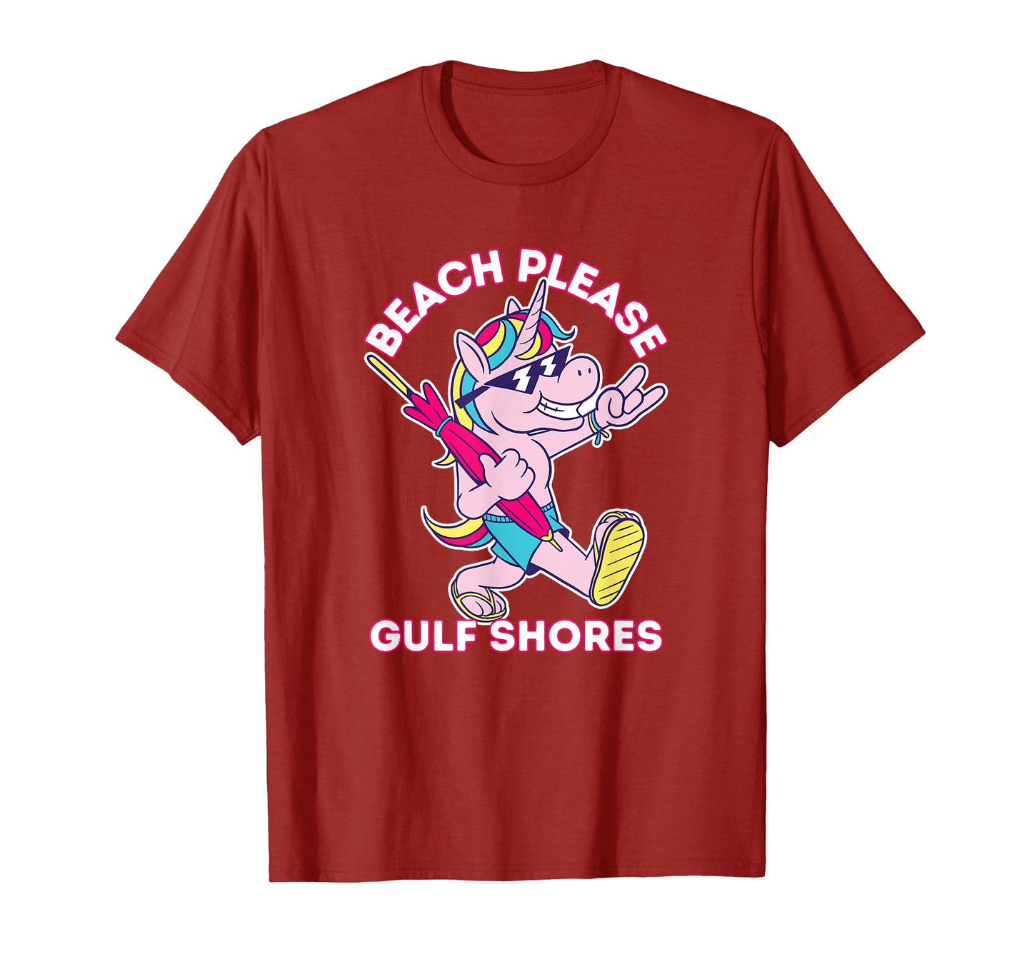 Beach Please Gulf Shores Alabama Funny Unicorn Vacation T-Shirt
