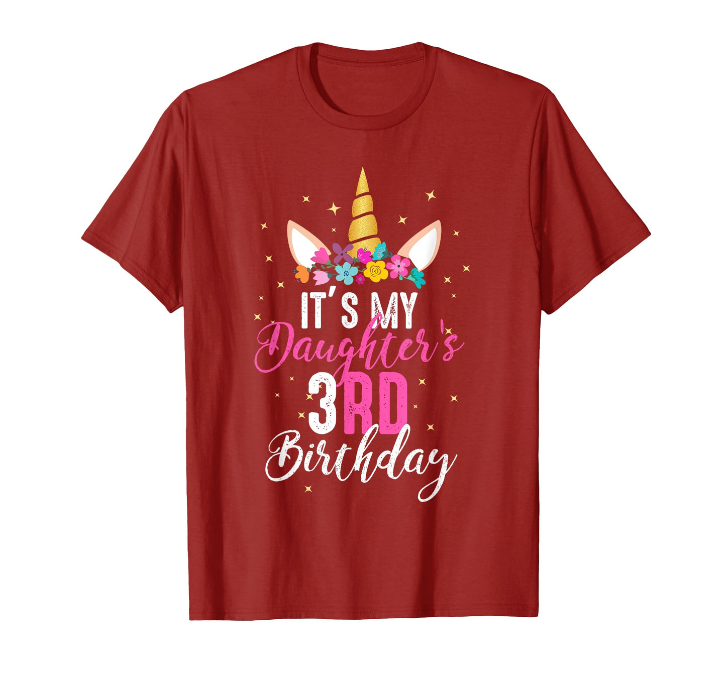 Its My Daughters 3rd Birthay Girl Gift Unicorn Birthday T-Shirt