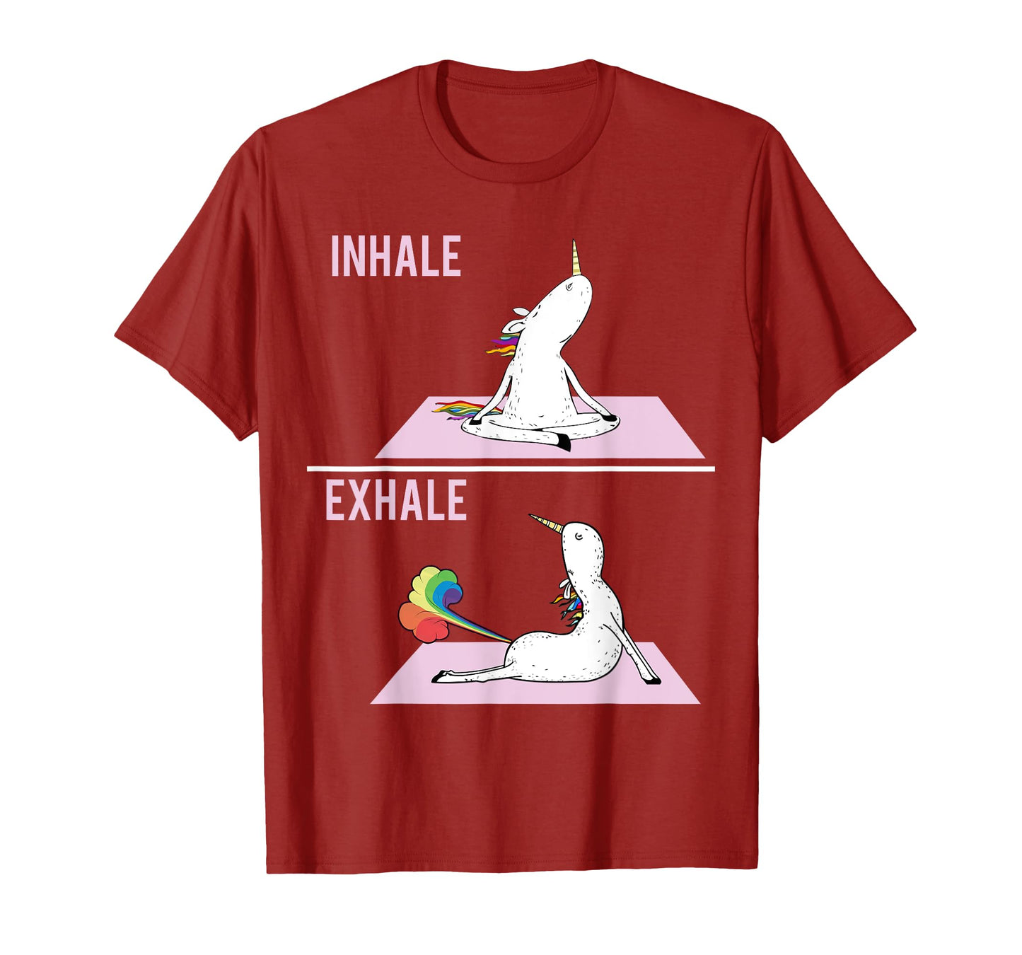 Funny Unicorn Yoga Pose Inhale Exhale Farting Unicorn T-Shirt