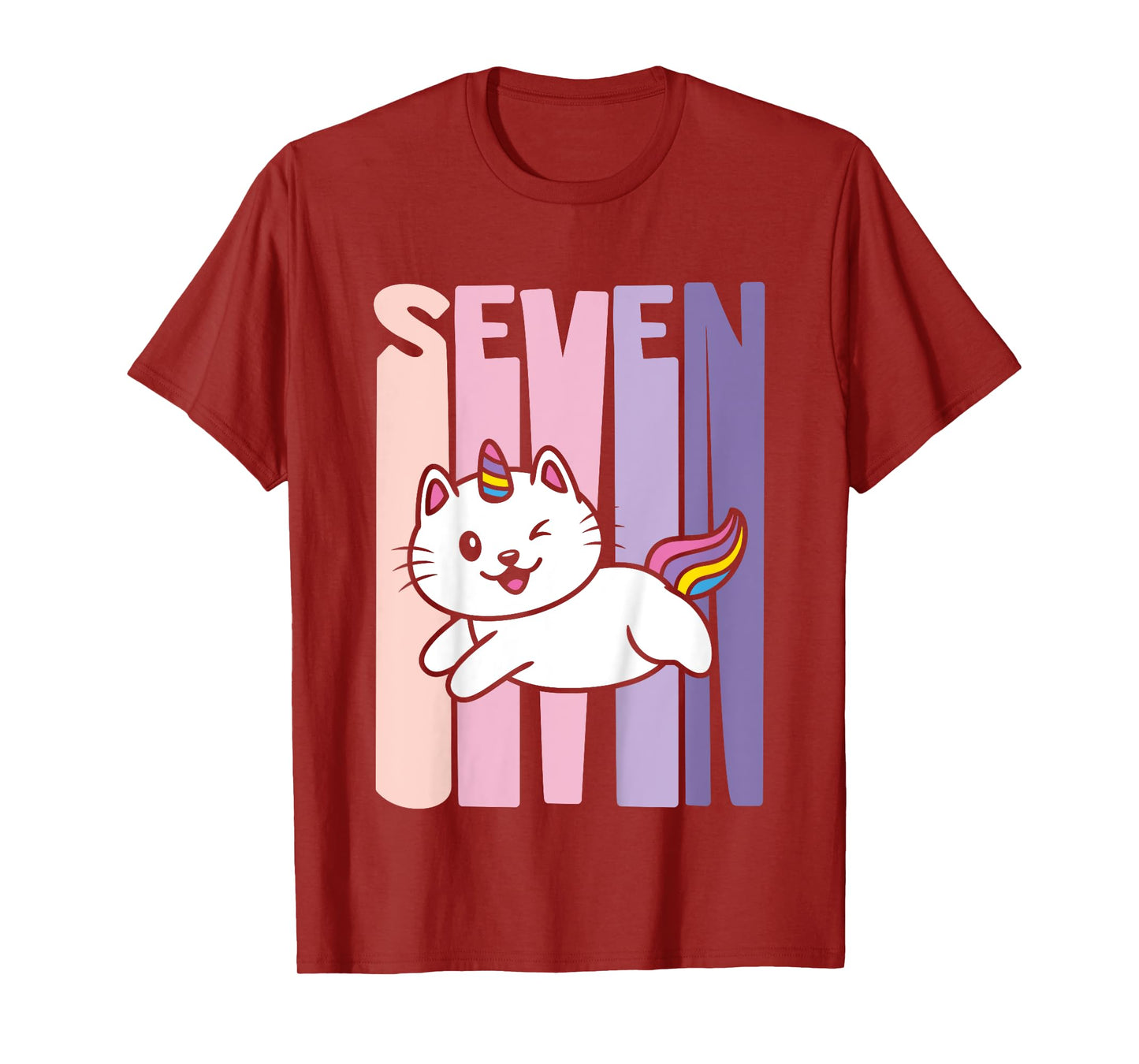 7 Year Old Cute Caticorn Cat Unicorn Birthday Girl B-day T-Shirt