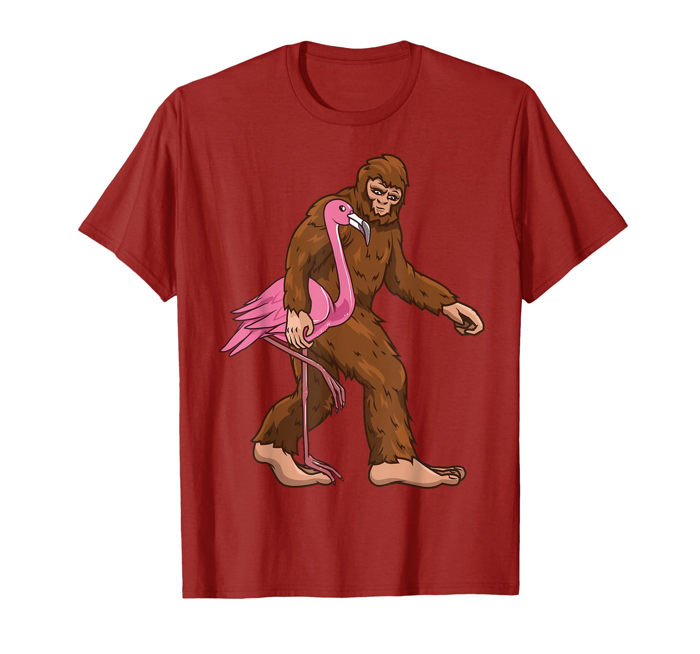 Bigfoot Flamingo Bird Sasquatch Men Women Funny Graphic Tee T-Shirt