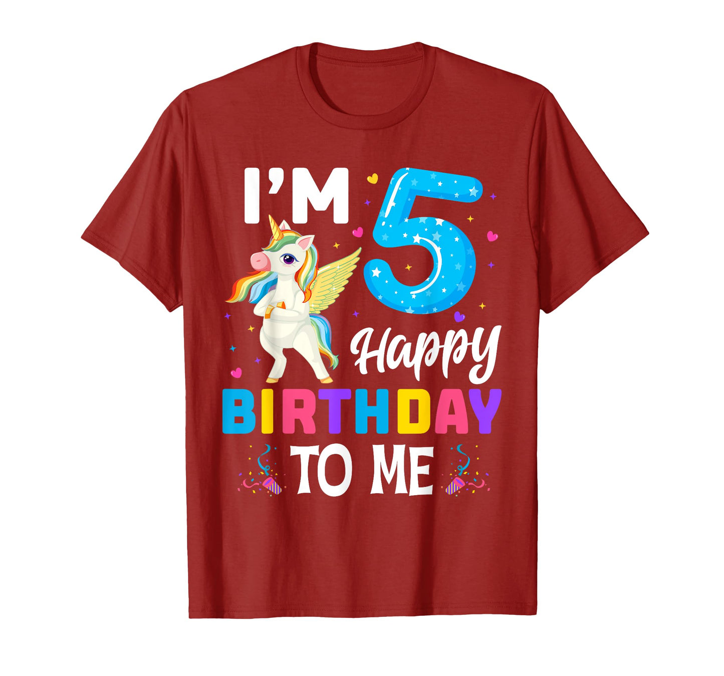 Unicorn 5th Birthday Party 5 Years Old Girl T-Shirt