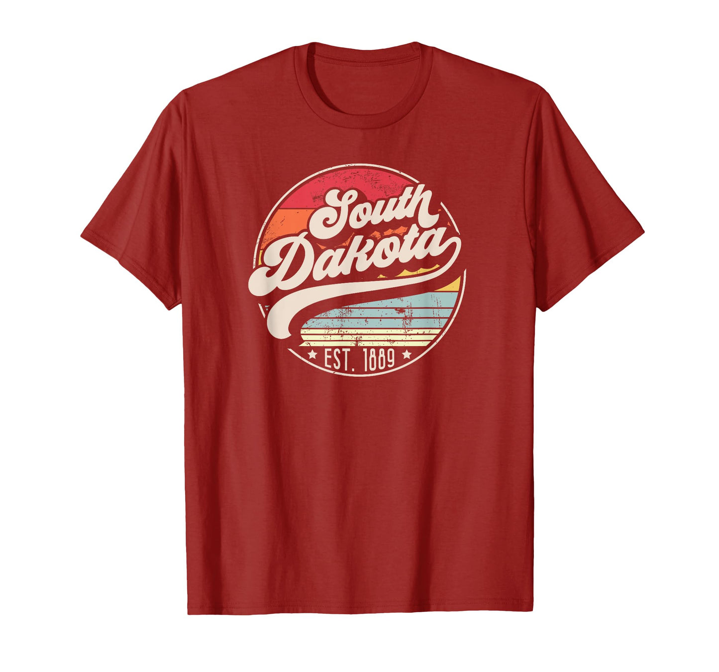 Retro South Dakota Home State SD Cool 70s Style Sunset T-Shirt