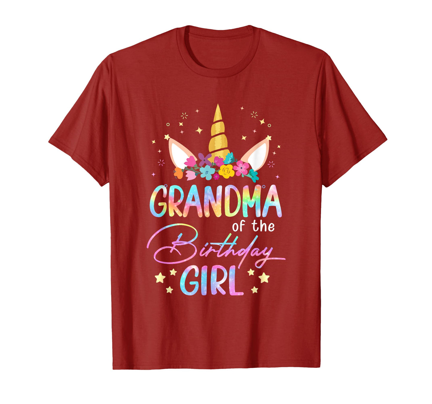 Unicorn Grandma Of The Birthday Girl Unicorn Flower Birthday T-Shirt