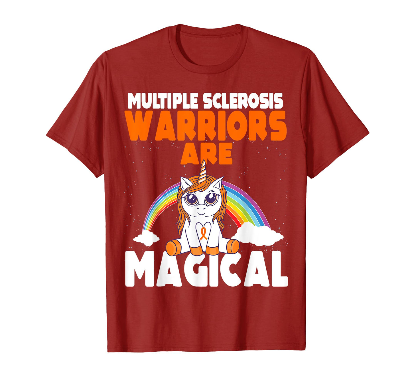 Multiple Sclerosis Awareness Orange Ribbon Magical Unicorn T-Shirt