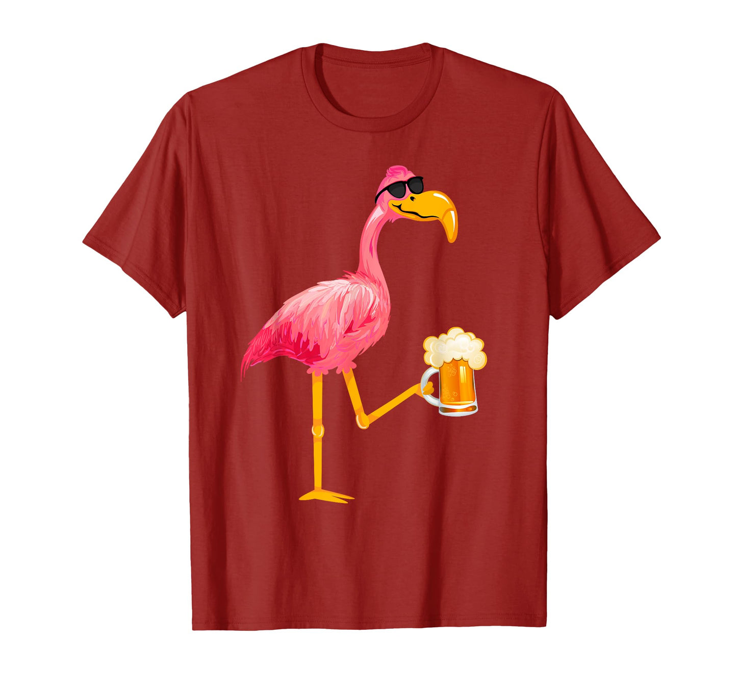 Funny Beer and Flamingo Lover - Flamingo Wearing Sunglass T-Shirt