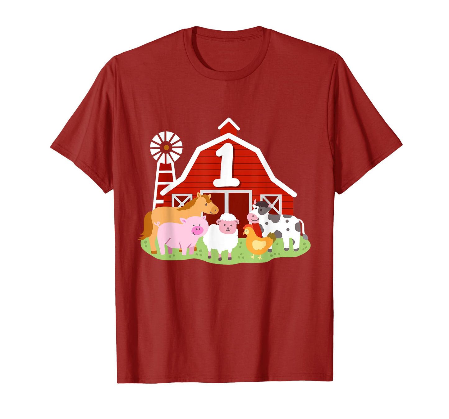 1st Birthday Farm Animals Bday Party 1 Year Old Boy Toddler T-Shirt