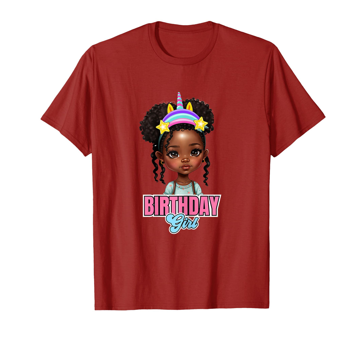 Kids Black Girl Birthday Melanin Kids Afro Puff Unicorn Girl T-Shirt