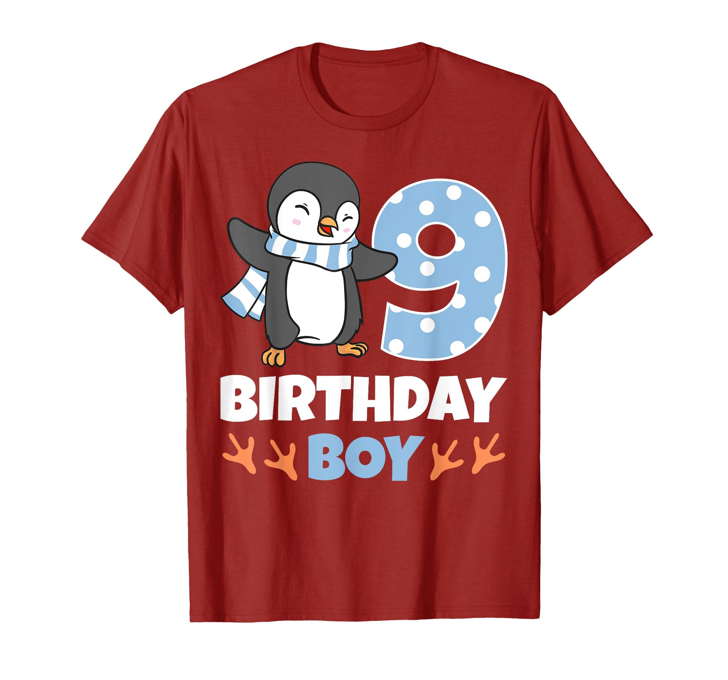 Penguin 9th Birthday Boy Winter Theme Party Celebration T-Shirt