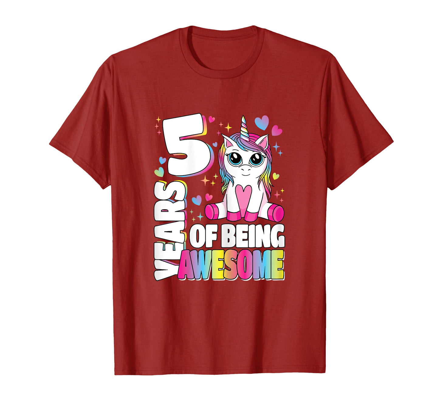 5 Years Of Being Awesome 5th Birthday Unicorn Girls Kids T-Shirt