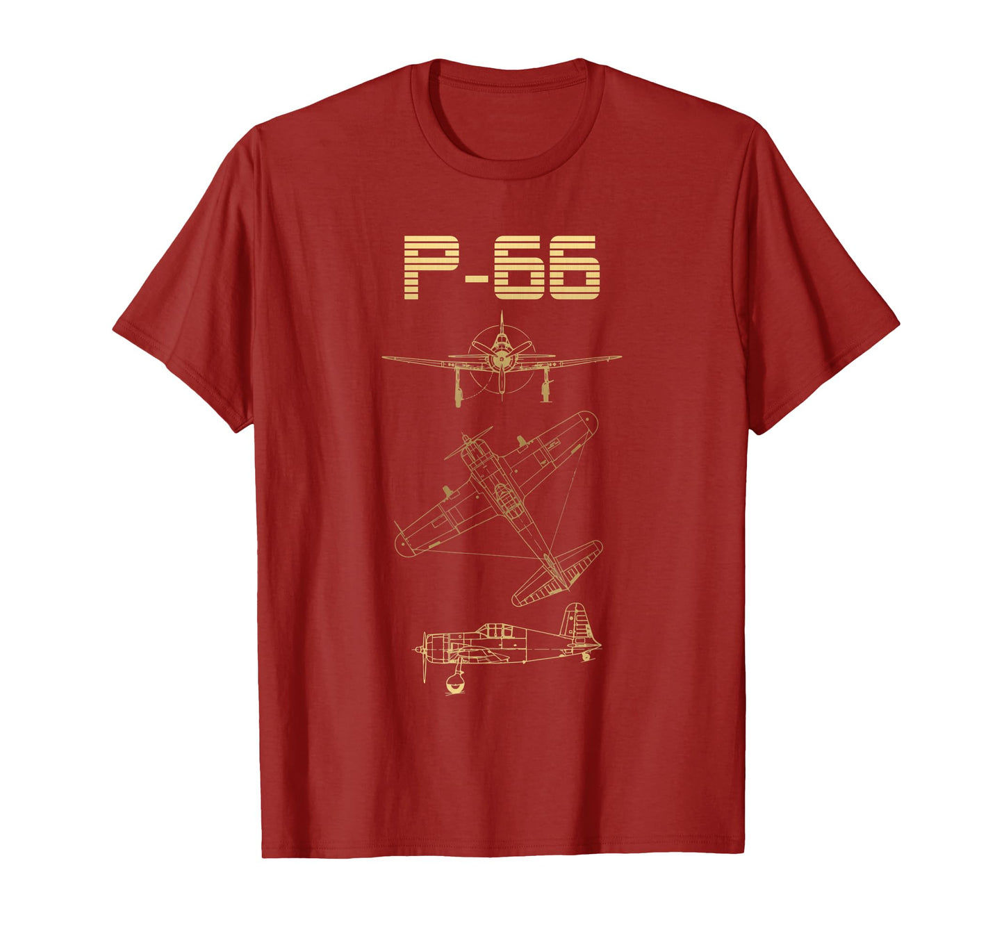 P-66 Fighter WW2 Plane Warbird Blueprint Schematics Diagram T-Shirt