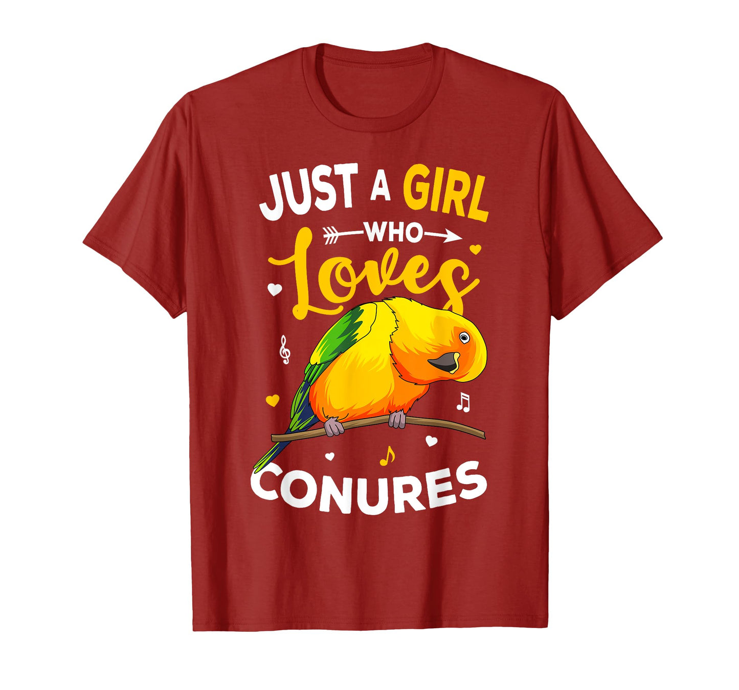 Sun Conure Just A Girl Who Loves Conures Parrot Lover Women T-Shirt
