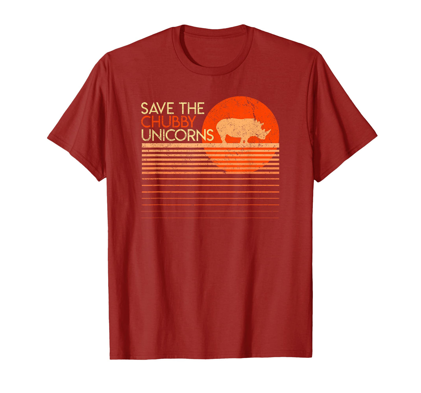 Save The Chubby Unicorns Shirt. Retro Style Rhino T-Shirt T-Shirt