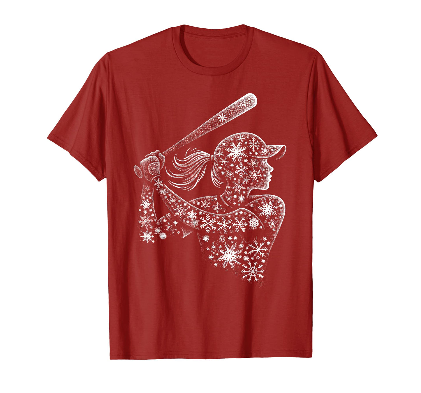 Women's sports Christmas Snowflakes Girl Softball Player T-Shirt