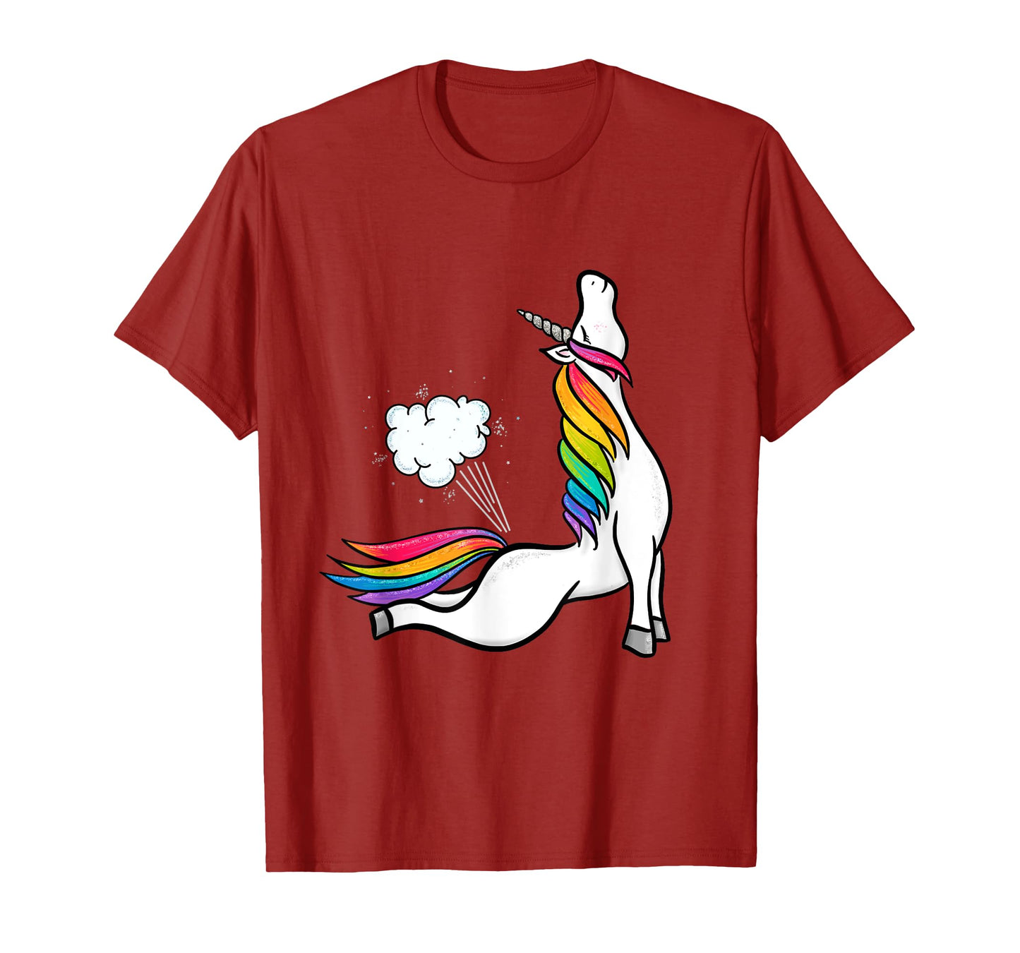 Funny Yoga Unicorn Fart Rainbow Graphic T-Shirt