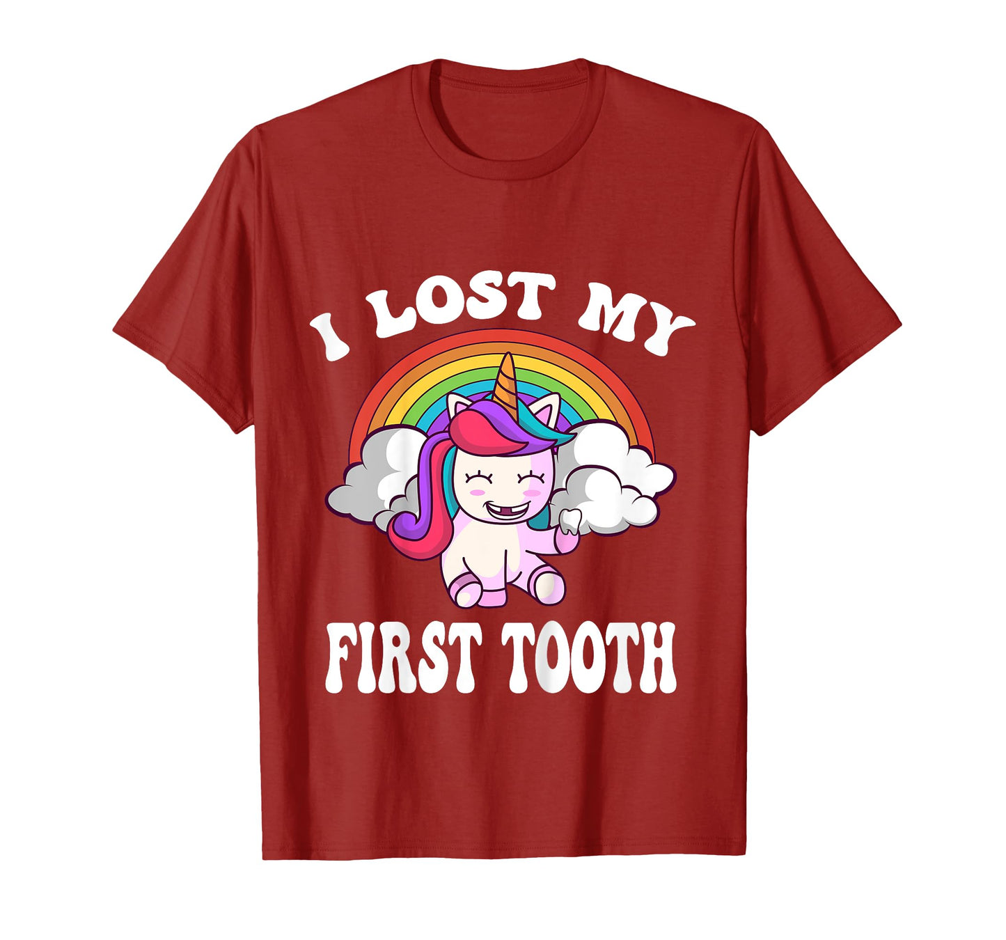 Rainbow Unicorn I Lost My First Tooth Funny Tooth Fairy T-Shirt