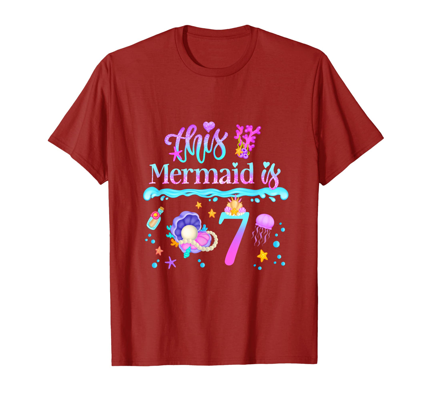 This Mermaid is 7 Years Old 7th Girls Birthday Party Kids T-Shirt