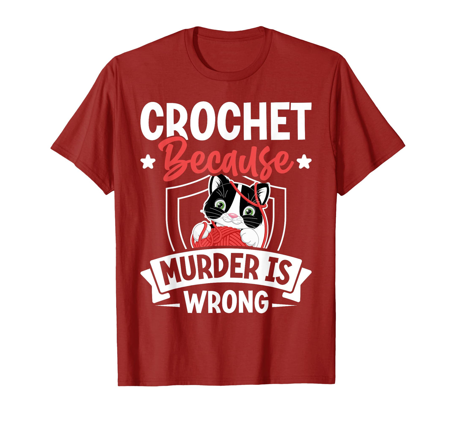 Crochet Because Murder Is Wrong Unicorn Crocheting T-Shirt