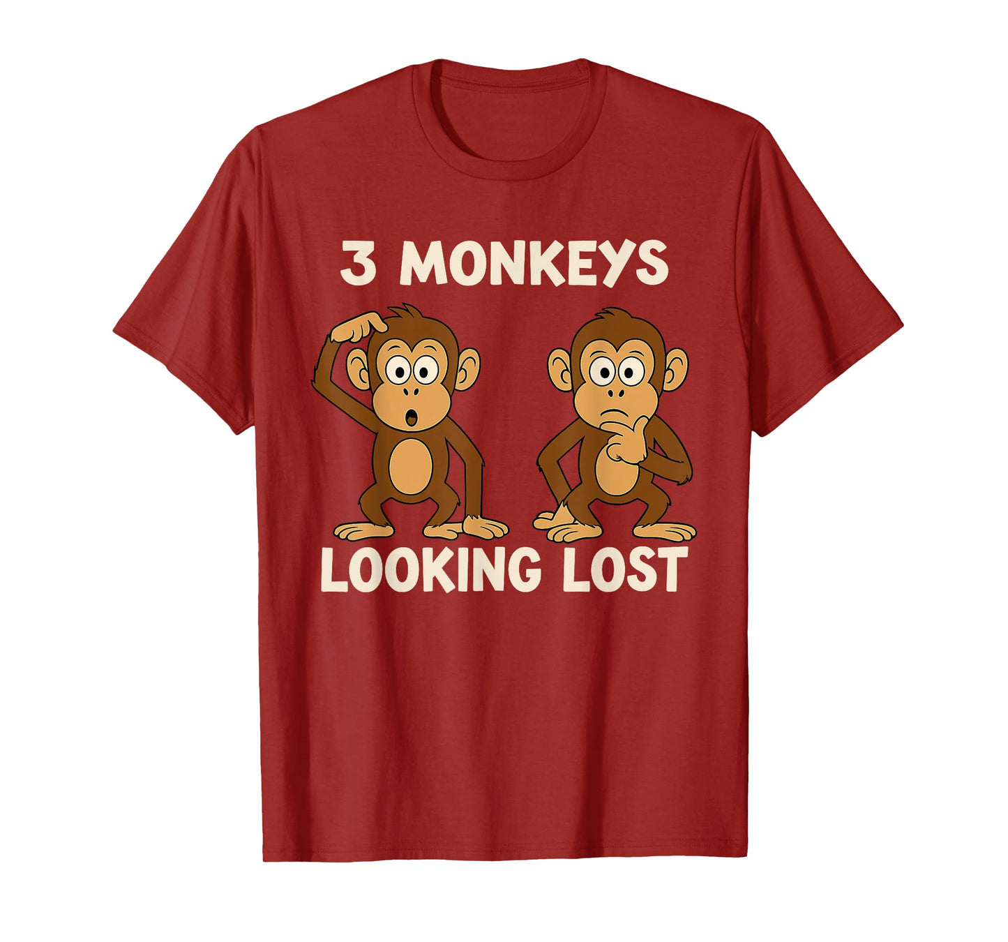 Sarcastic Kid Humor Three Monkeys Looking Lost Sarcasm Funny T-Shirt