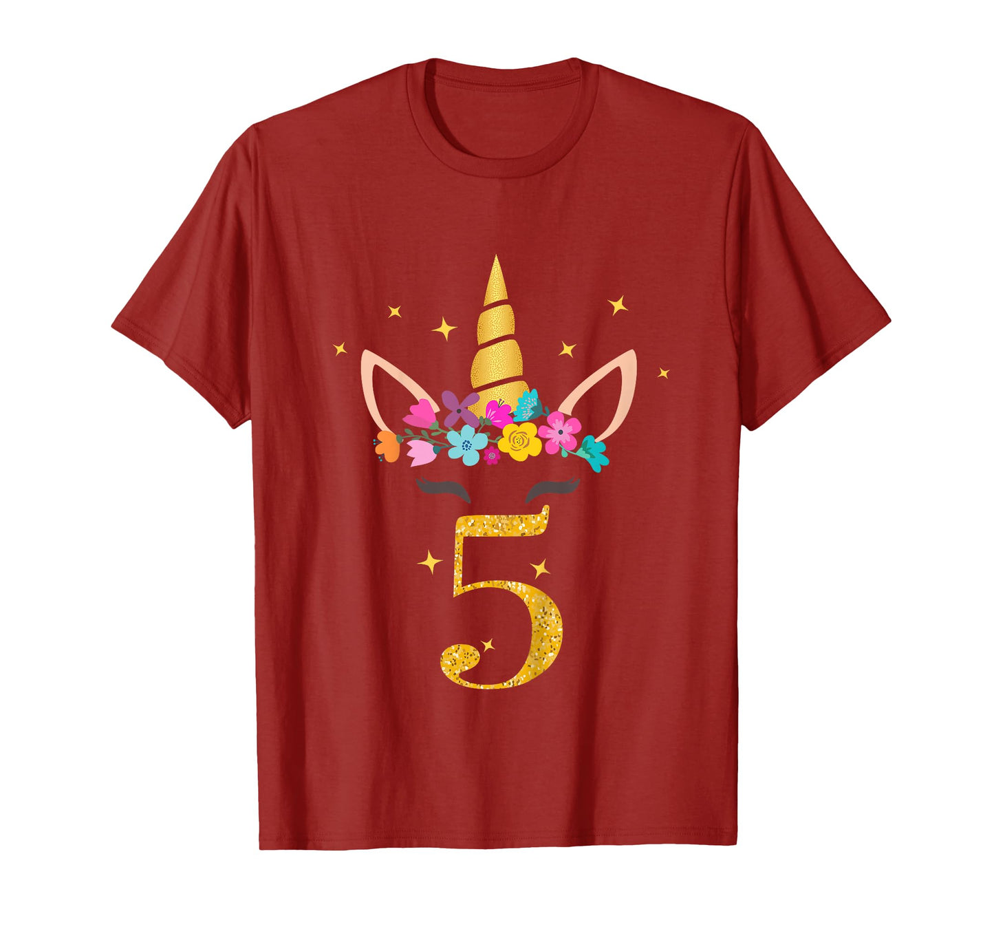Kids 5th Birthday Unicorn Design for Girls 5-Year-Old T-Shirt