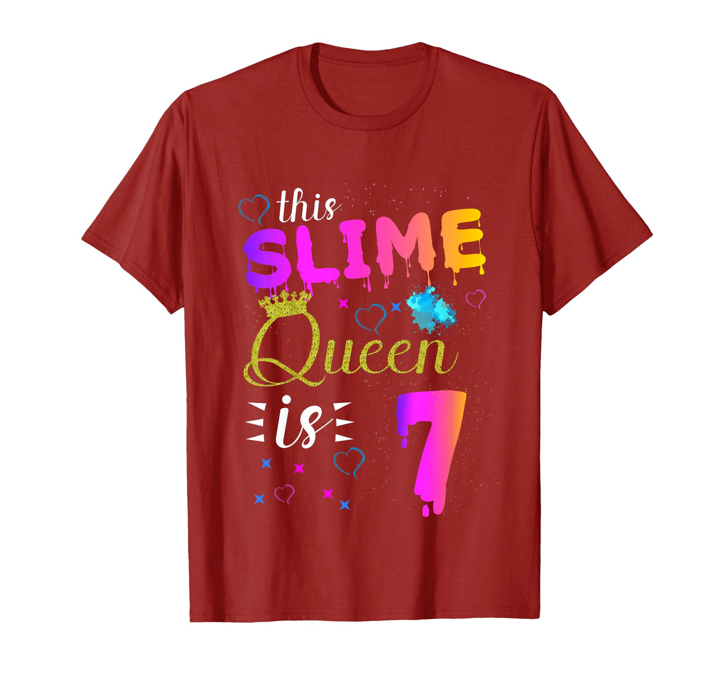slime queen crown Birthday 7th gift for girls 7 years old T-Shirt