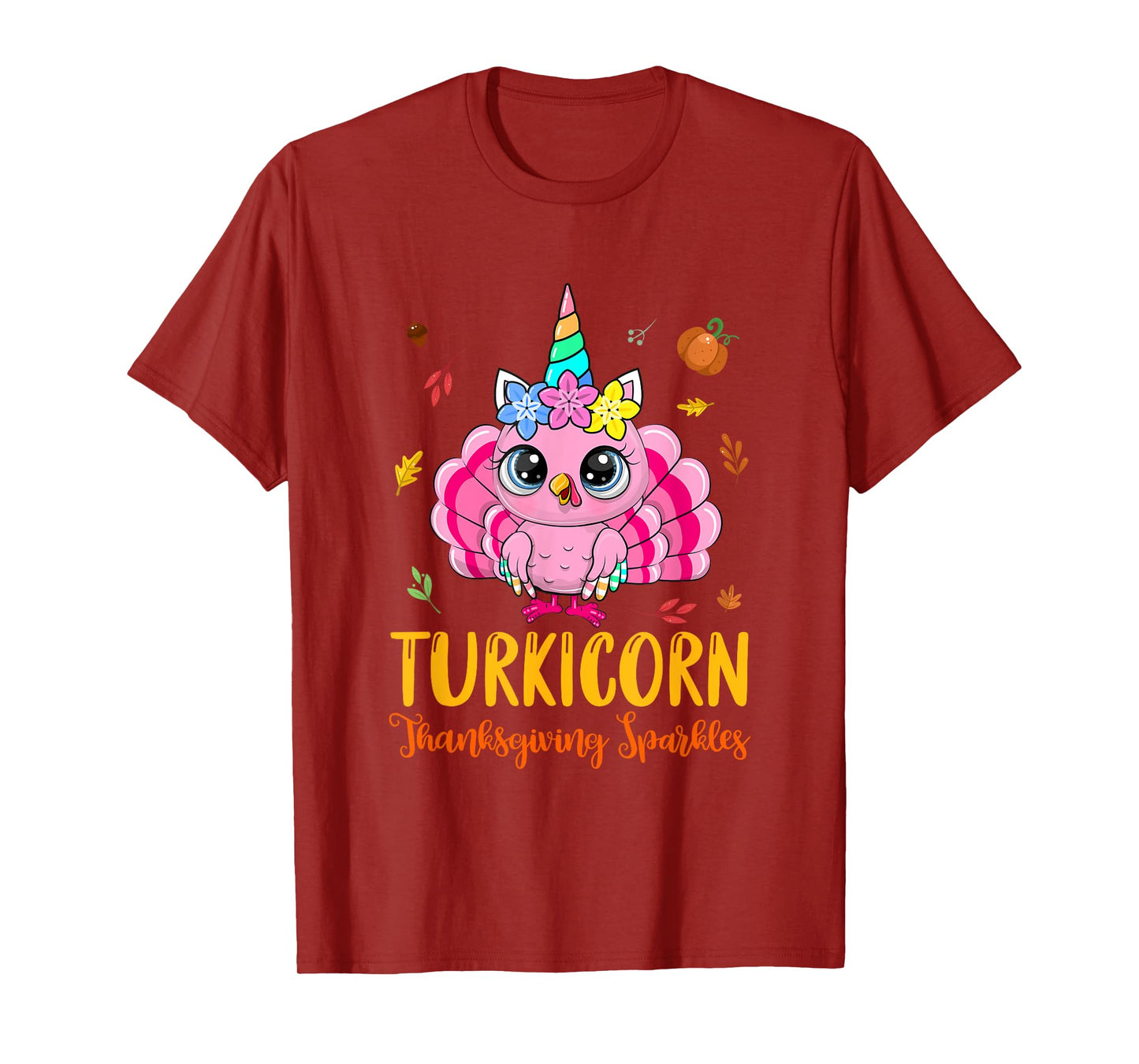 Cute Unicorn Turkey Funny Thanksgiving Turkicorn Girl Kids T-Shirt
