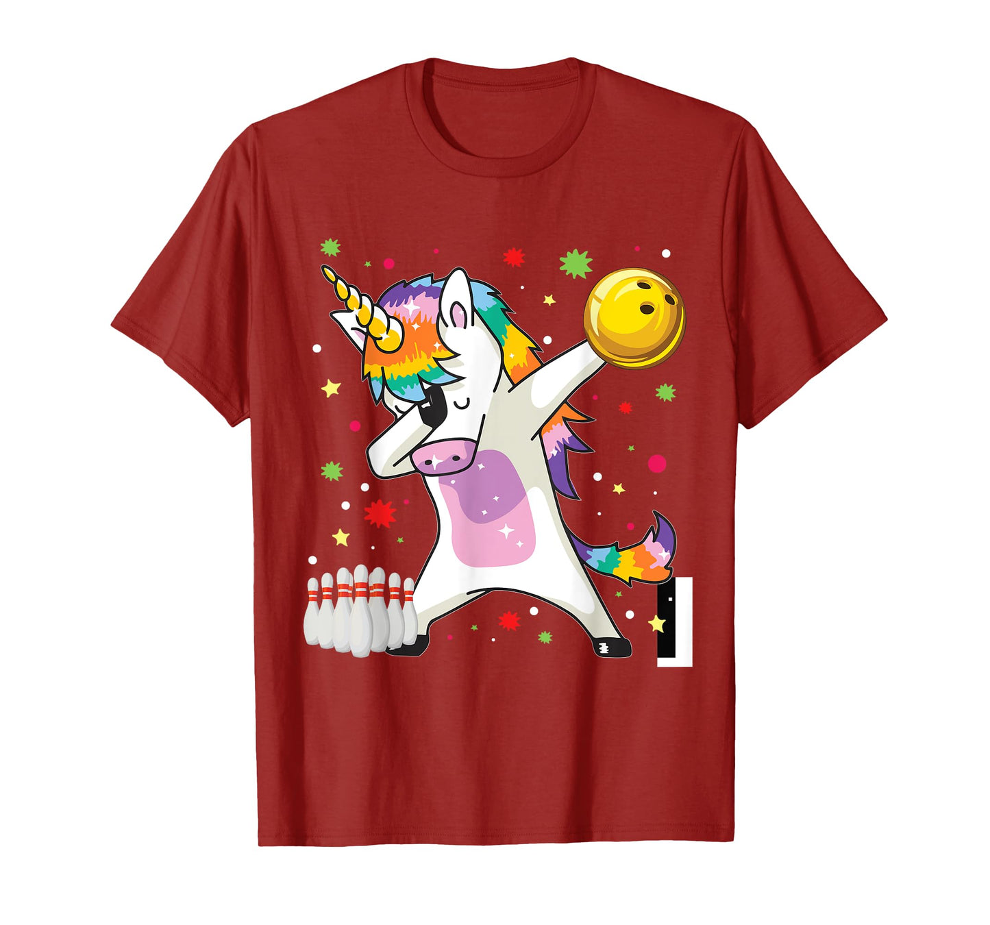 Dabbing Unicorn Bowling Funny Bowling Boy Girl T-Shirt