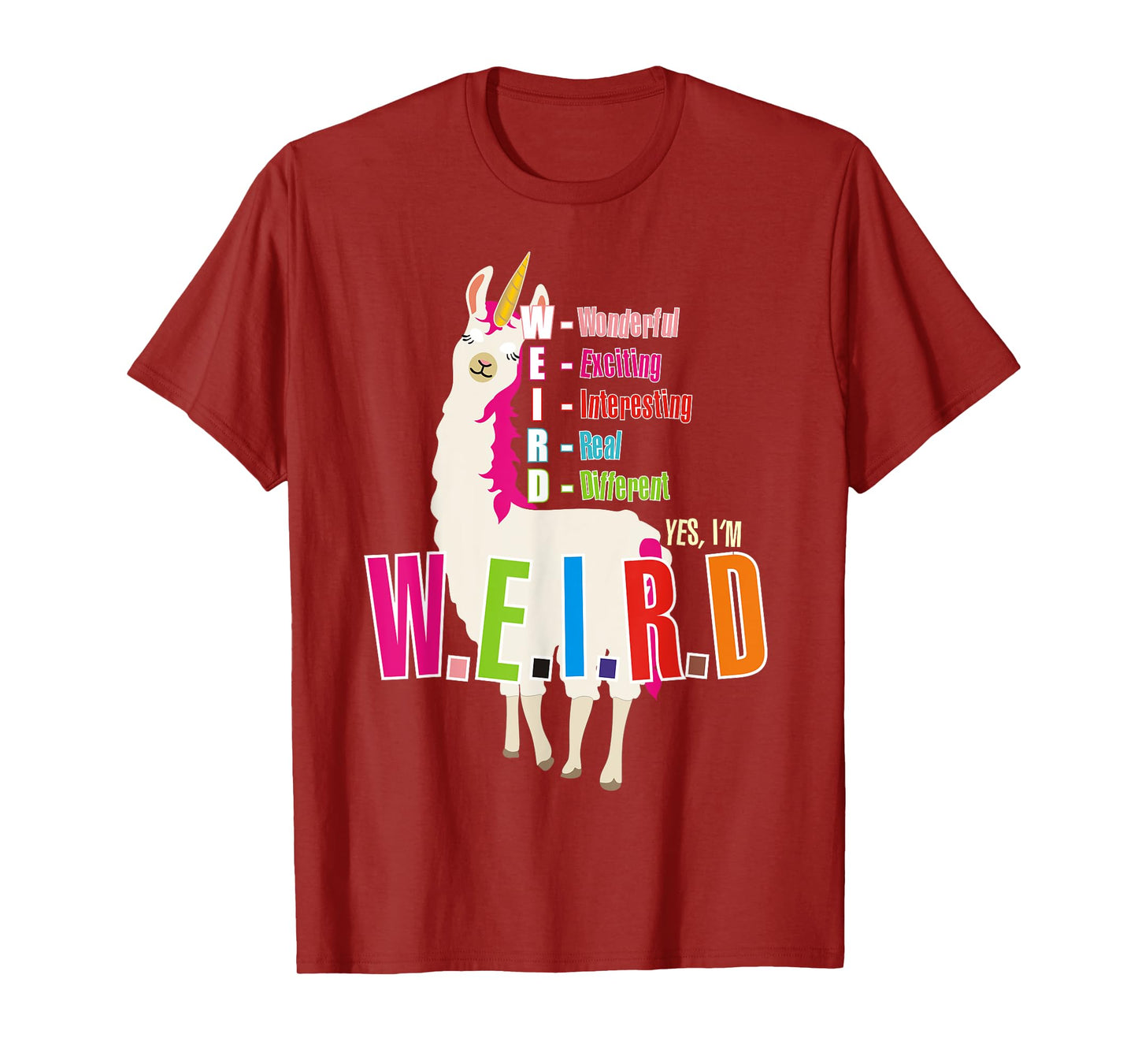 Yes I'm WEIRD Llamacorn Funny Cute Llama Unicorn T-Shirt