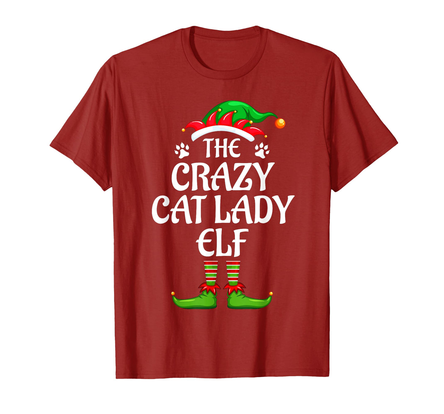 Crazy Cat Lady Elf Matching Family Group Christmas Party T-Shirt