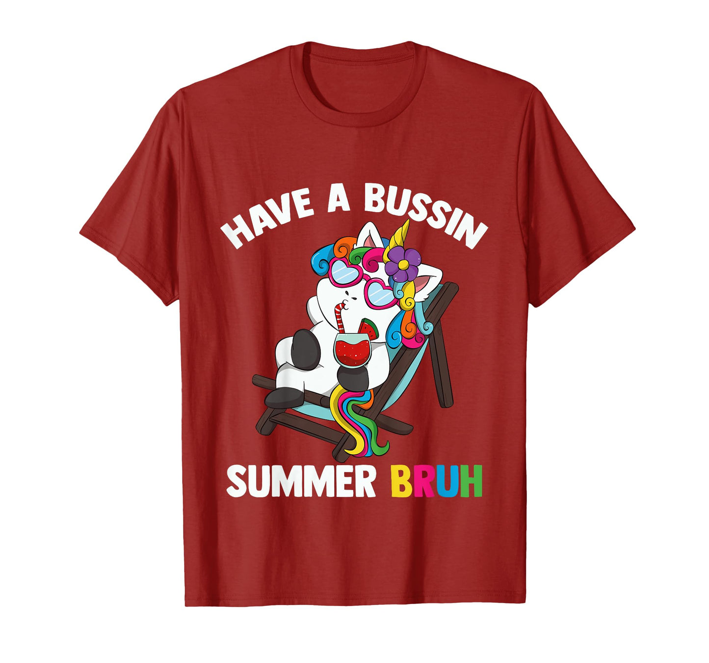 Kids Have A Bussin Summer Bruh Unicorn For Kid Last Day Of School T-Shirt