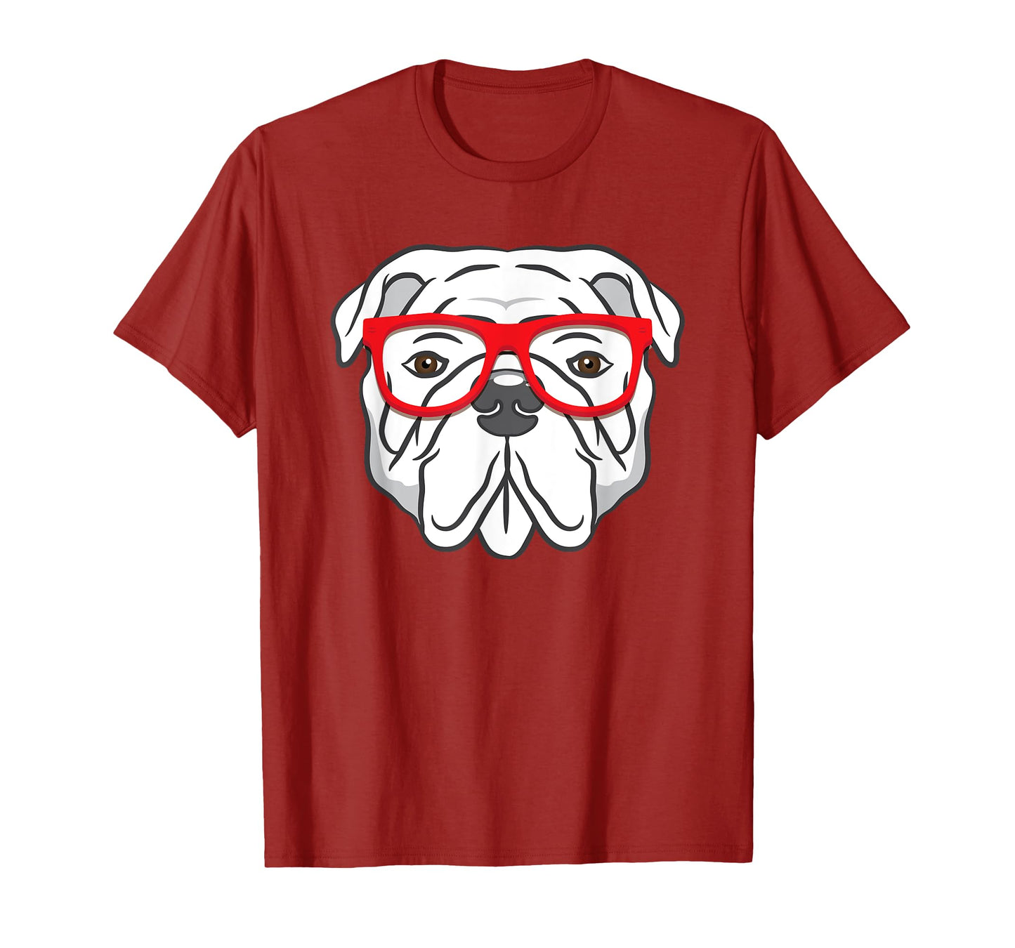 English Bulldog Red Glasses T-Shirt for Men Women