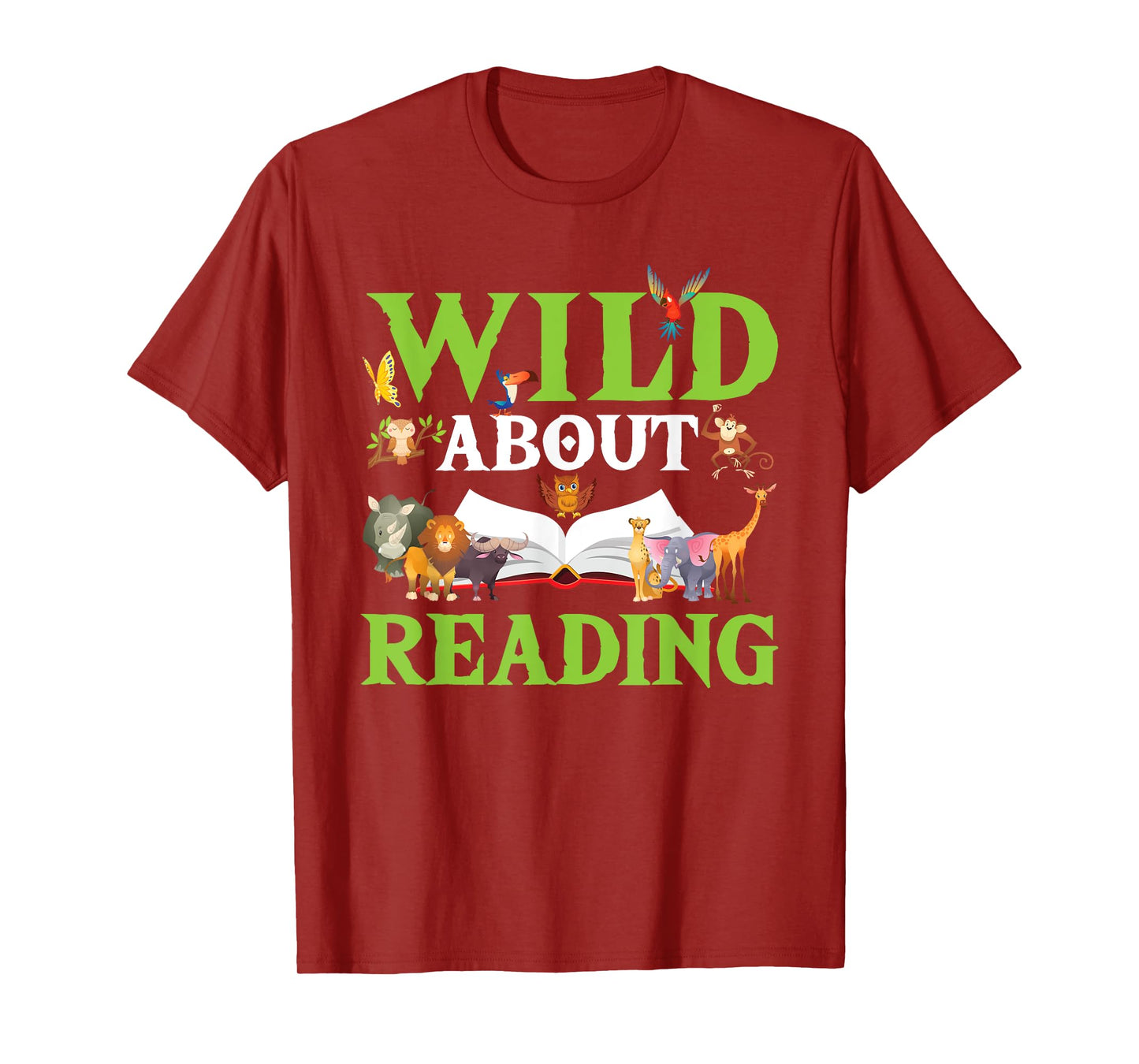 Wild About Reading Animals Books Reader Lover Gift T-Shirt