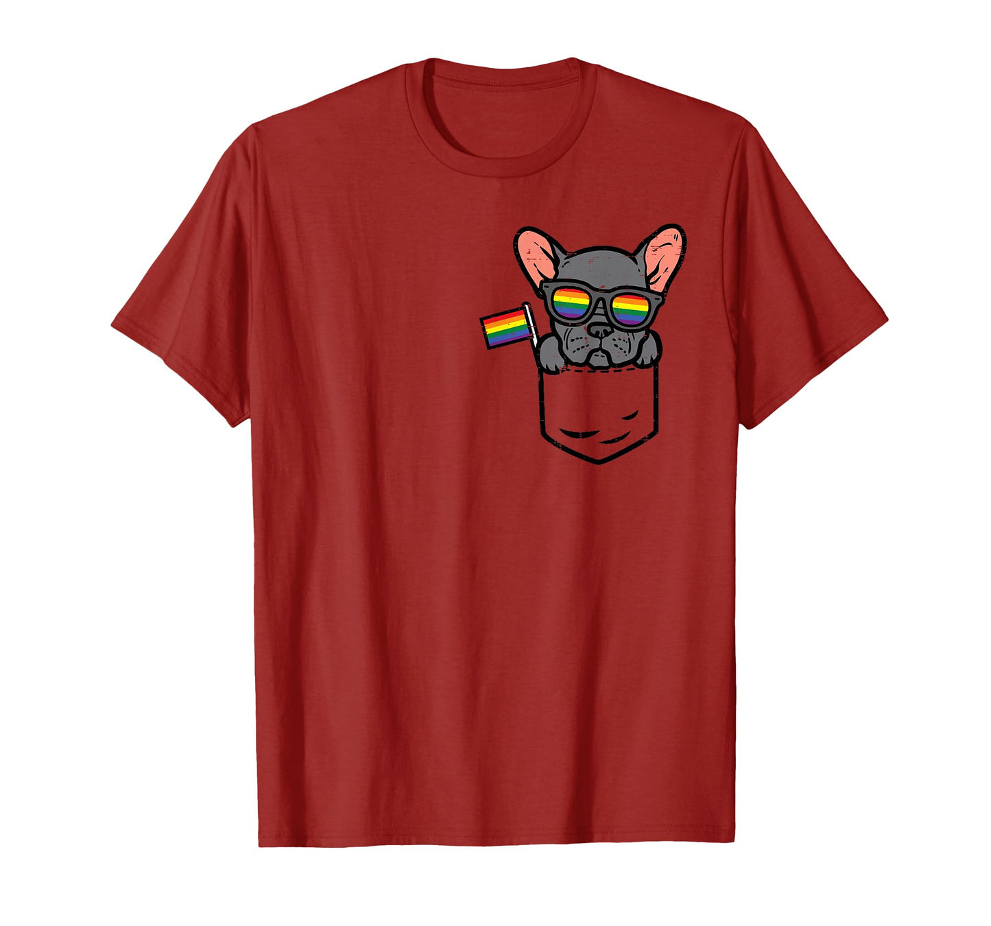 French Bulldog Frenchie Dog Pocket LGBTQ Rainbow Gay Pride T-Shirt