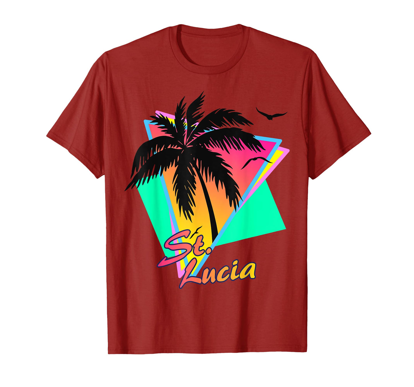 St. Lucia 80s Tropical Summer Beach Palm Tree Sunset T-Shirt