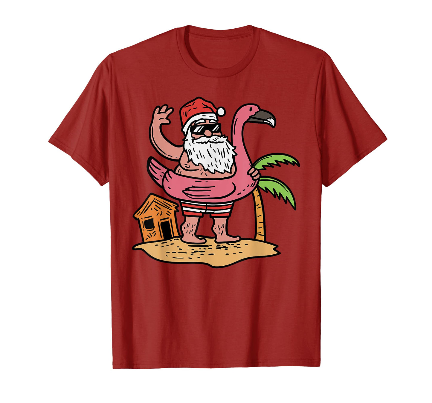 Summer Santa Flamingo Floater Funny Christmas In July Gift T-Shirt