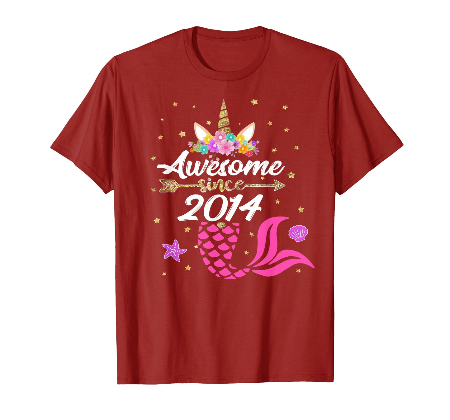 Unicorn Shirt Mermaid Birthday - Awesome Since 2014 Tee Gift T-Shirt