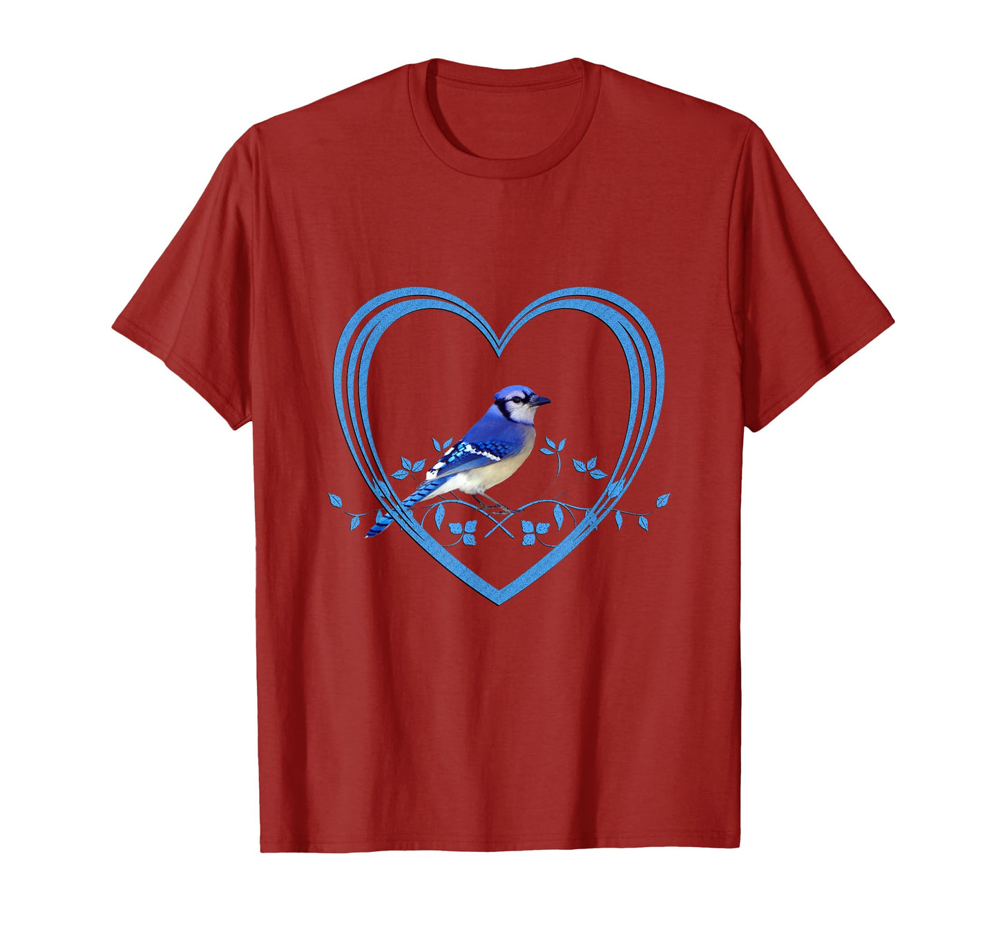 Blue Jay Bird in Heart T-Shirt