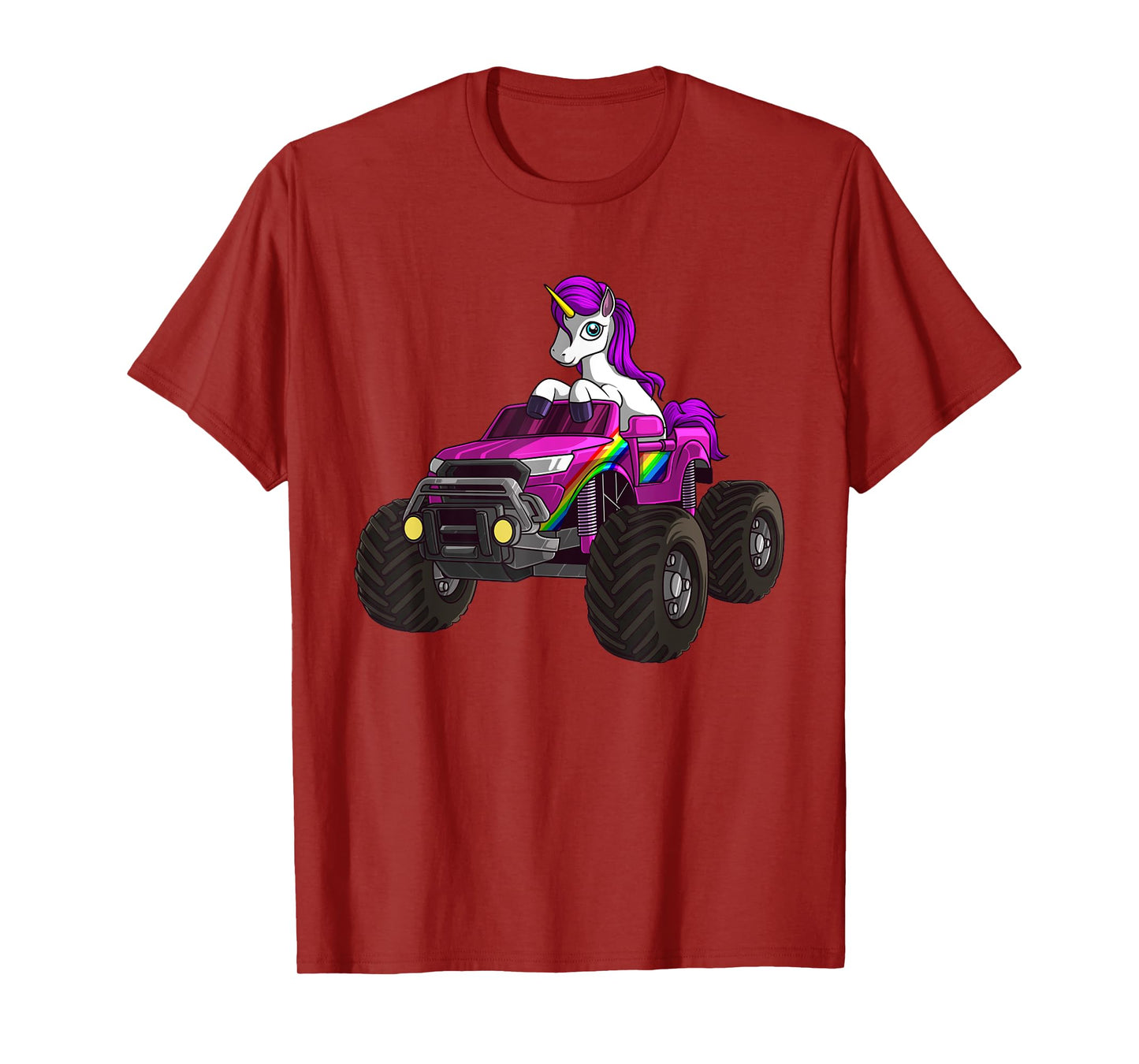 Funny Unicorn Monster Truck Gift For Girls Cool Pink Party T-Shirt