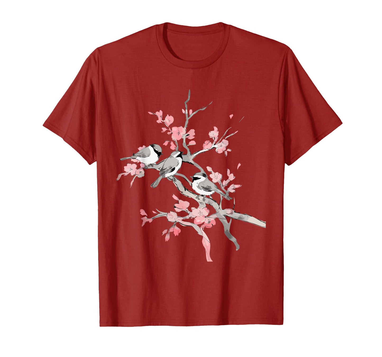 Cherry Blossoms & Birds Birdwatching Bird Lover Cute T-Shirt