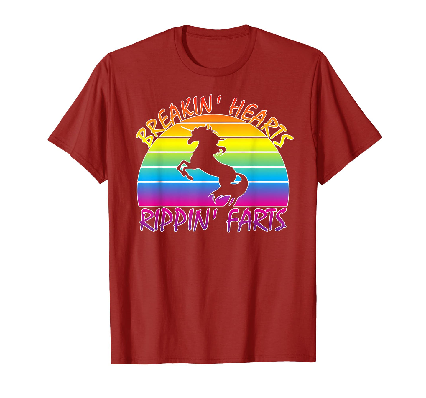 Funny Rainbow Unicorn Breaking Hearts Ripping Farts T-Shirt