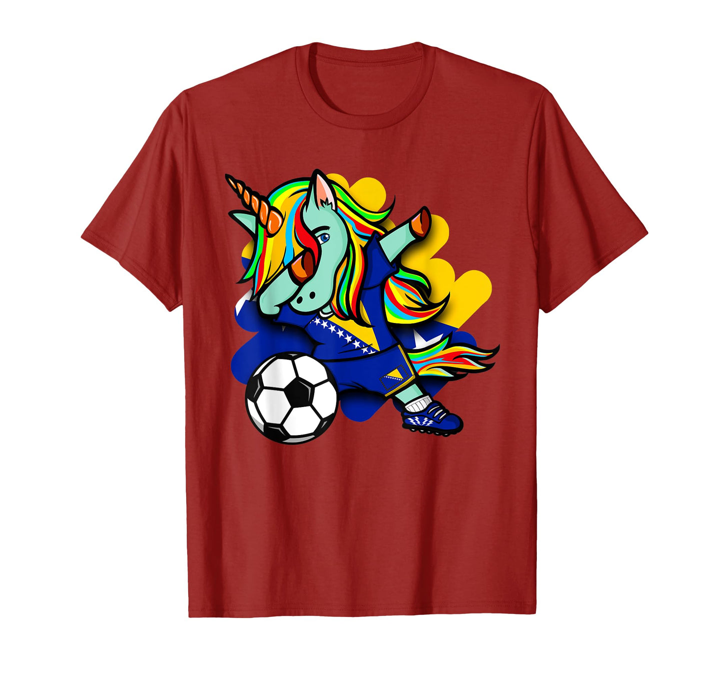 Cute Dabbing Unicorn Bosnia Herzegovina Soccer Lovers Jersey T-Shirt