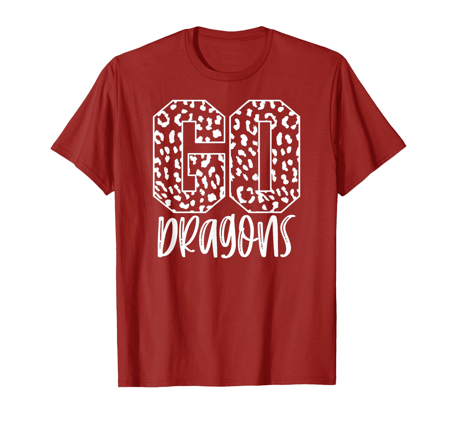 Dragons Team Mascot School Spirit Game Night Leopard Print T-Shirt