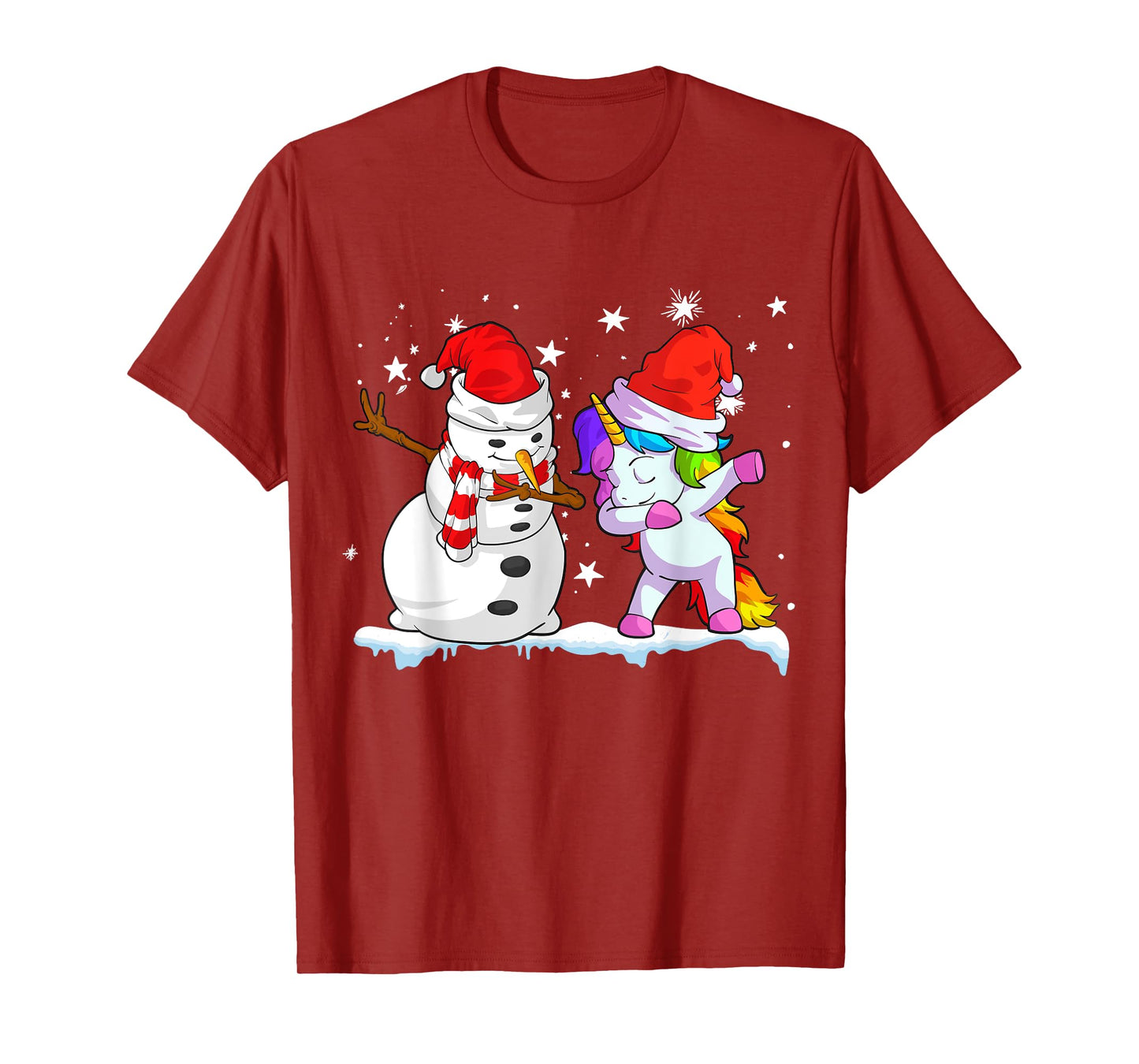Unicorn Christmas Shirt Girls Women Santa Hat Snowman T-Shirt