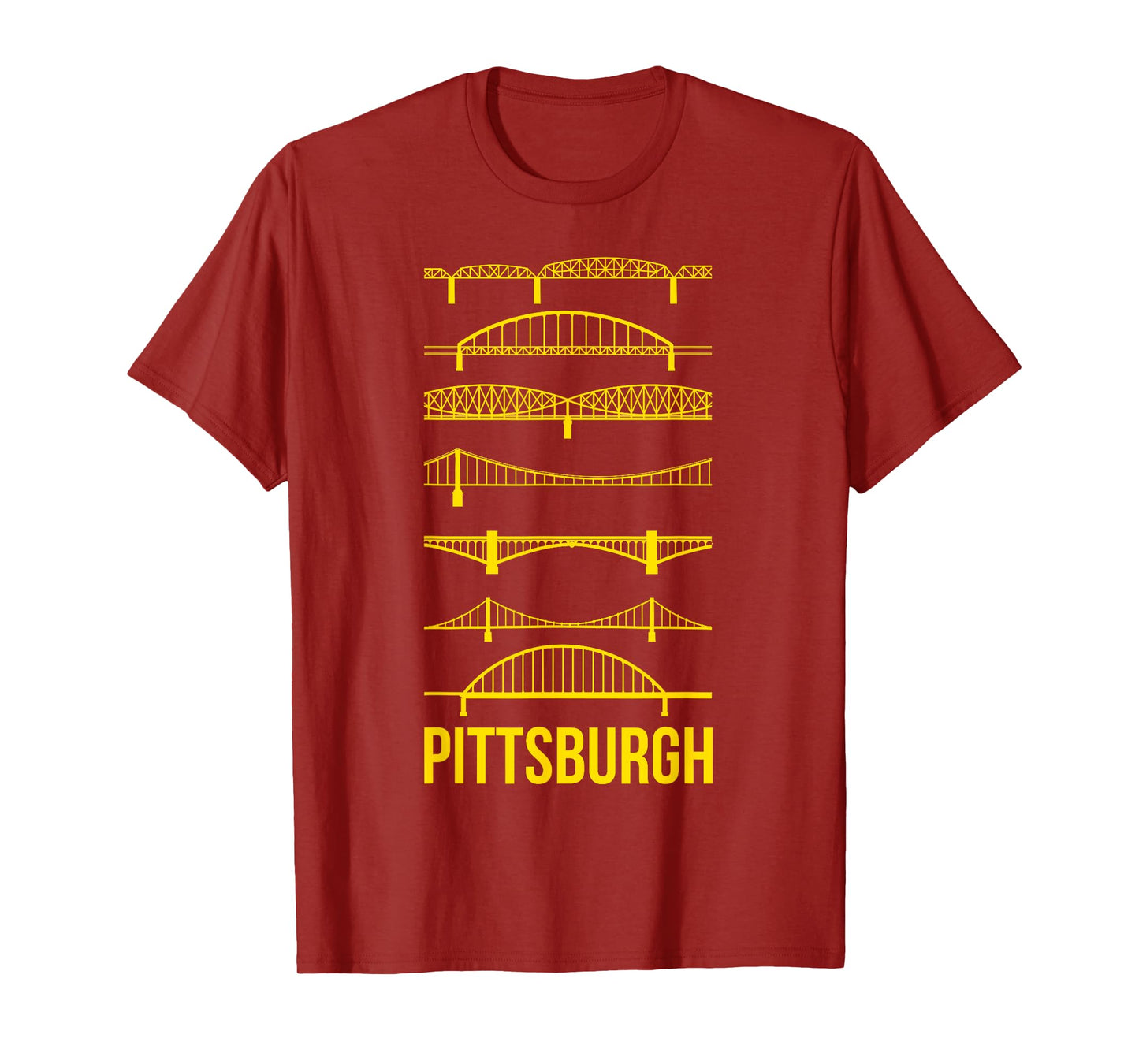 Pittsburgh Bridges Black and Yellow Silhouettes T-Shirt
