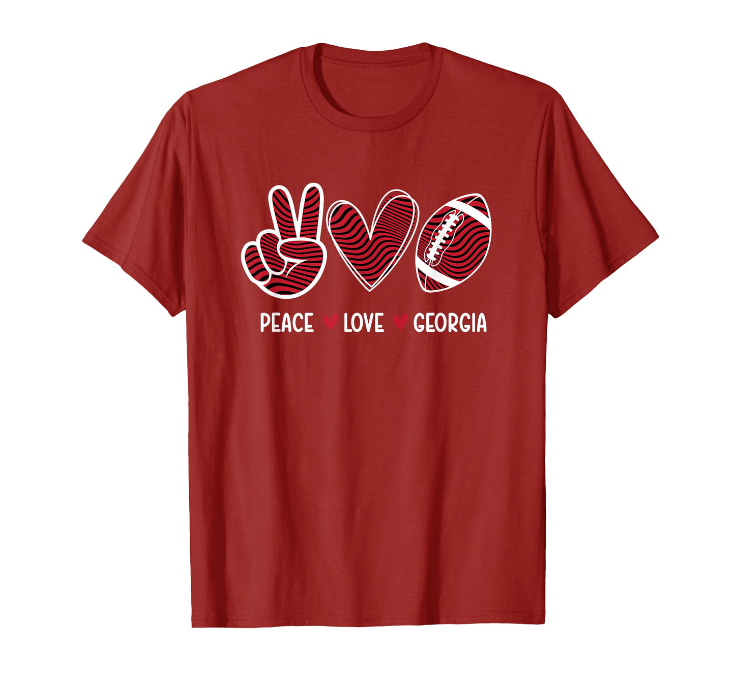 Peace Love Georgia - Georgia Football Lover Game Day T-Shirt