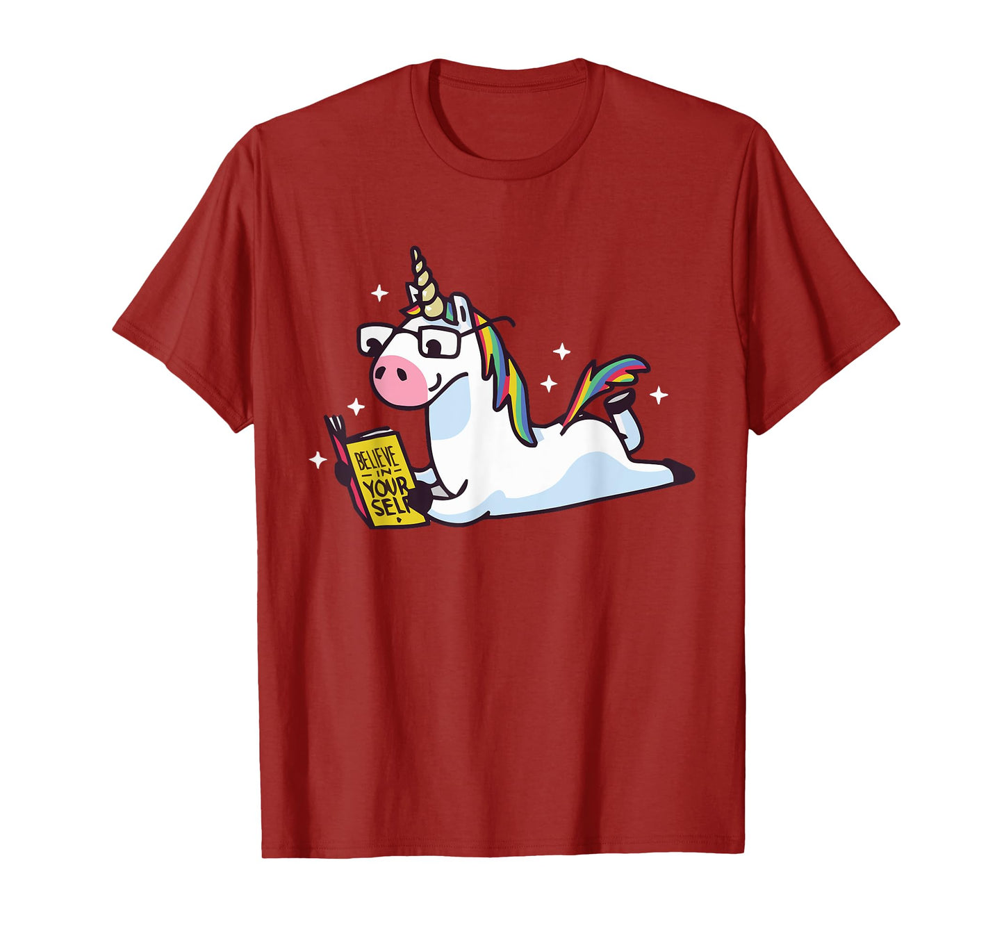 Unicorn Reading Believe in Yourself Motivational T-Shirt T-Shirt