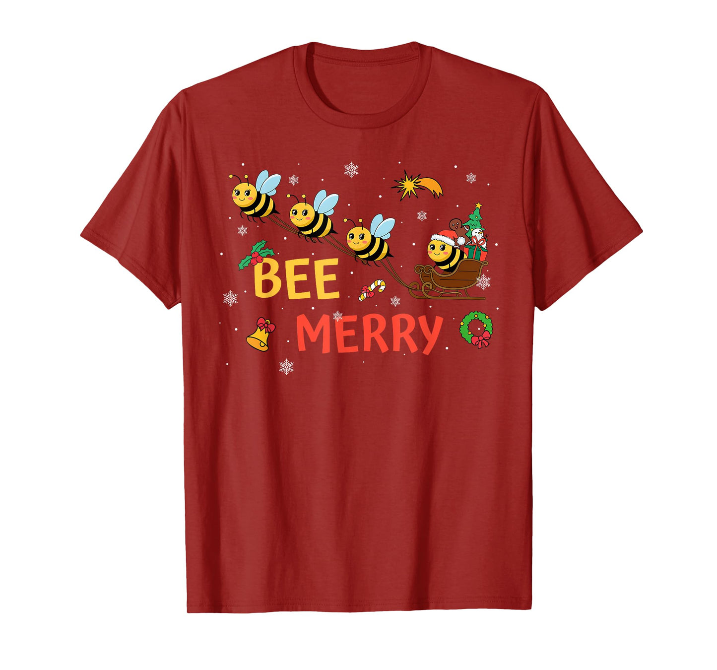 Bee Merry Christmas Beekeeper Xmas Holiday Santa Sleigh Ride T-Shirt