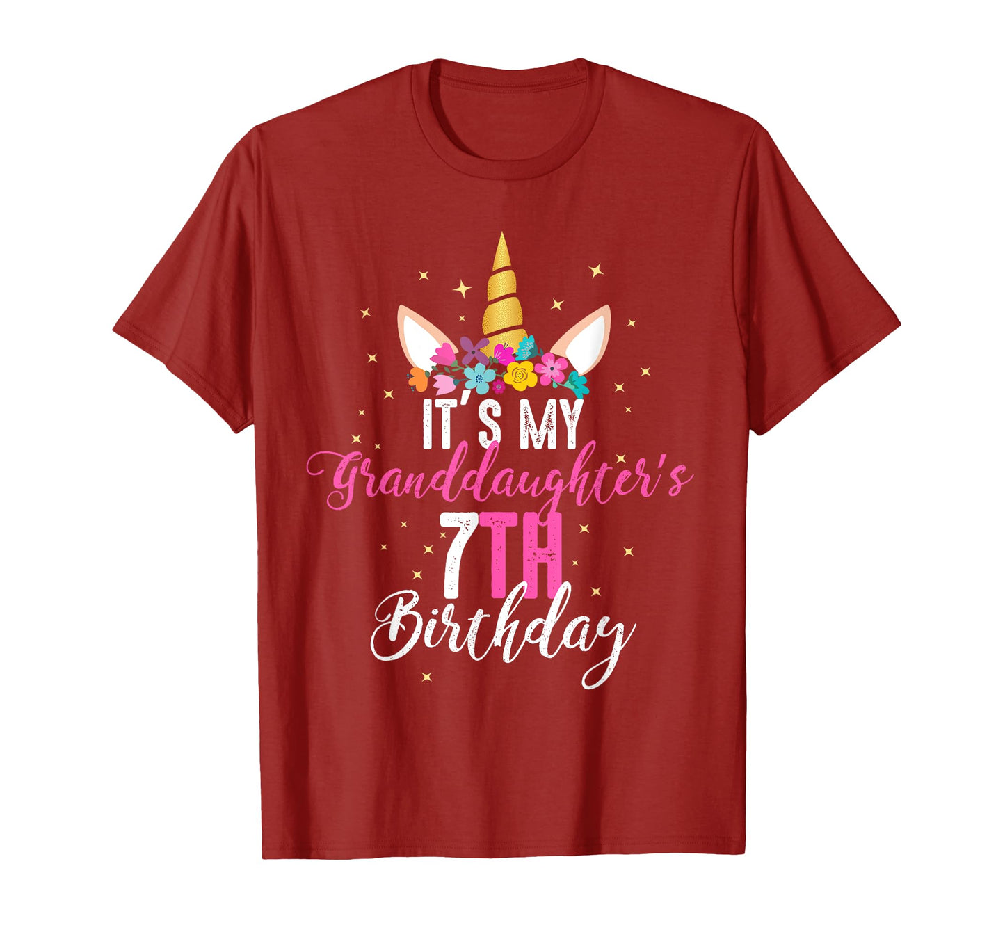 Its My Granddaughters 7th Birthay Girl Unicorn Birthday T-Shirt