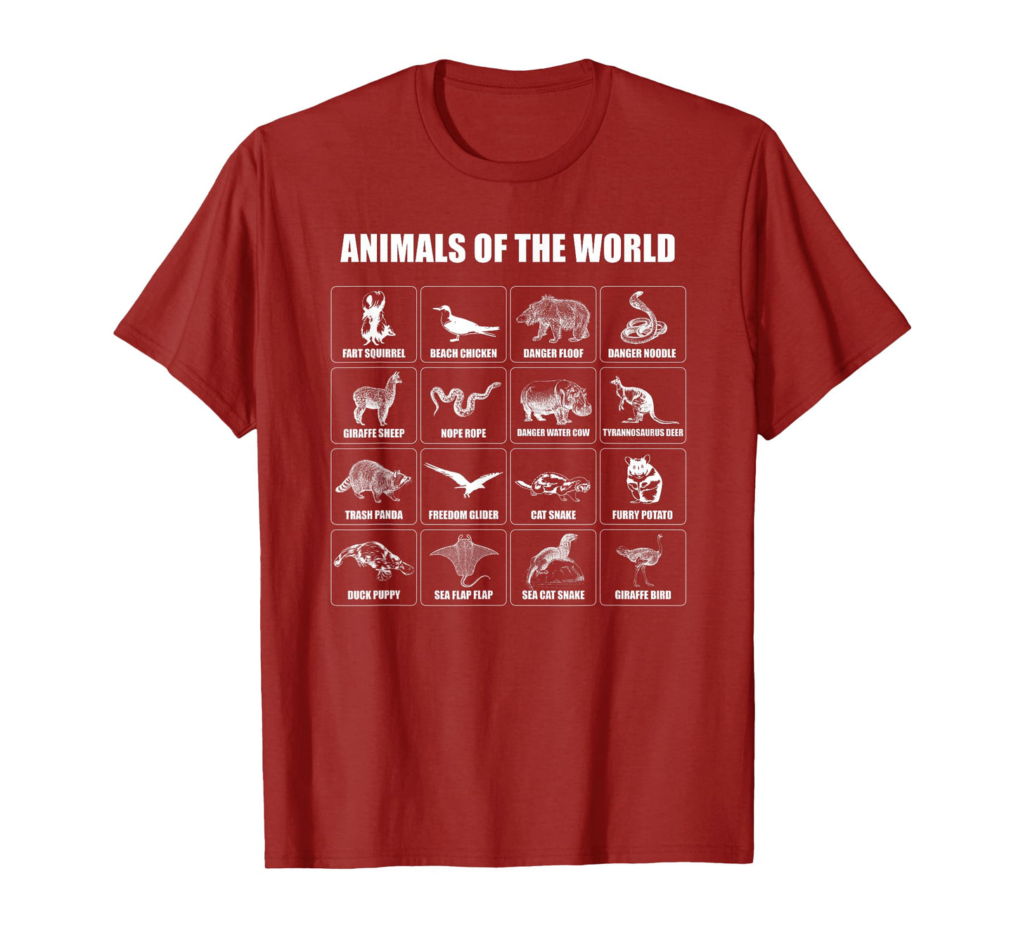 Animals Of The World T Shirt Funny Men Women Boys Girls T-Shirt